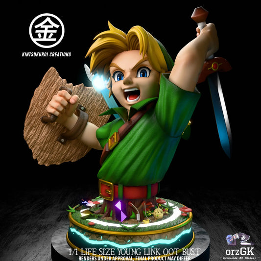 Rosy Brown Figura The Legend of Zelda | Young Link Bust | Kintsukuroi Creations Studio | 1/1 Life-Size | Tico Ofertas