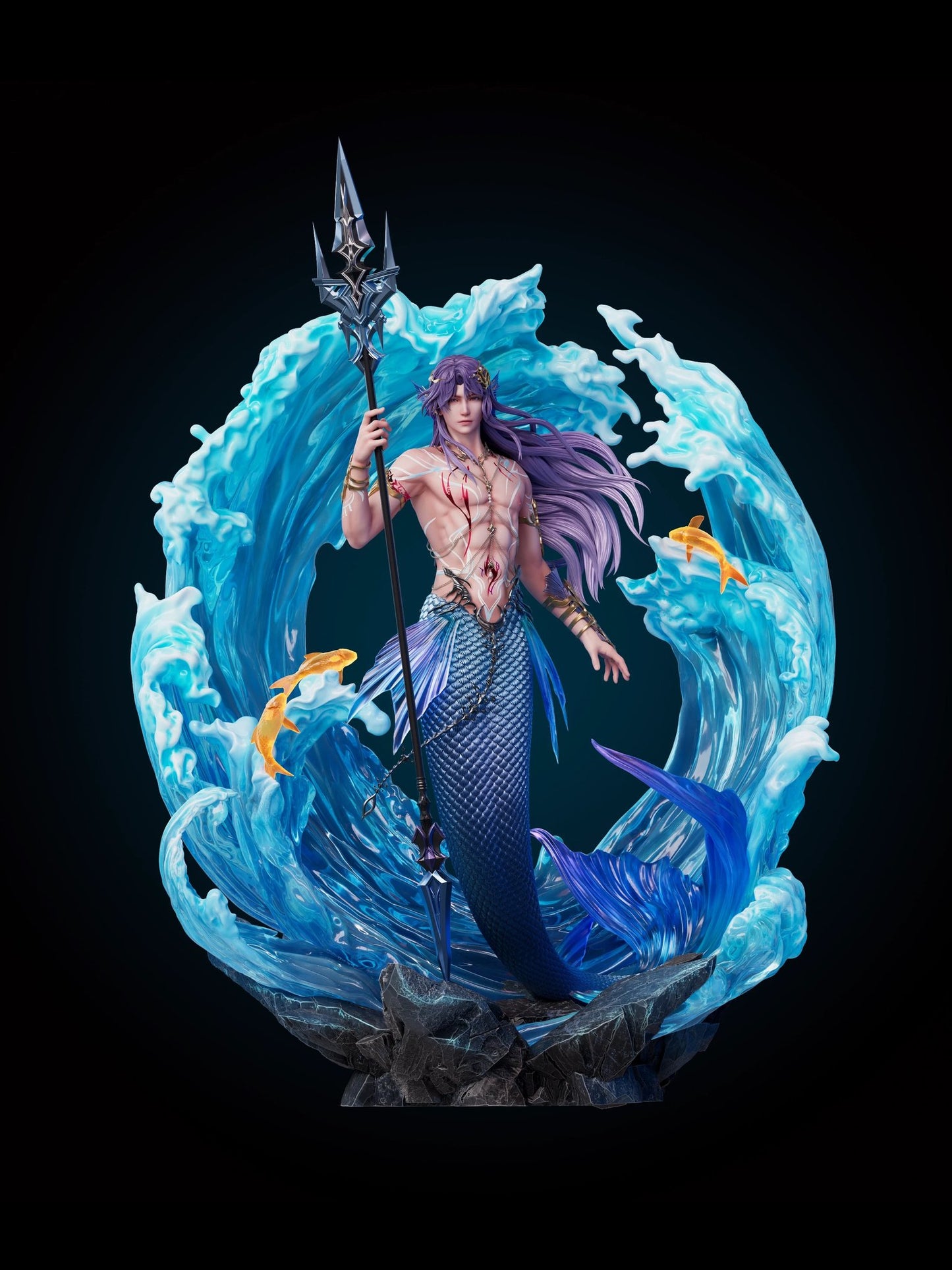 Black Estatuilla Love and Deepspace | Rafayel (Mermaid Statue) | Yun Gu Studio | Escala 1/6 | Tico Ofertas