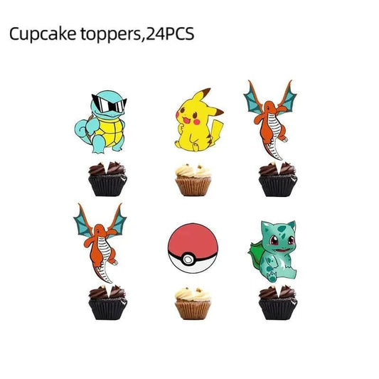 Dark Slate Gray 24 Pack Decoraciones para Pasteles Pokémon - Toppers de Pikachu y Banderines para Pasteles y Cupcakes | Suministros para Fiesta y Baby Shower en Costa Rica