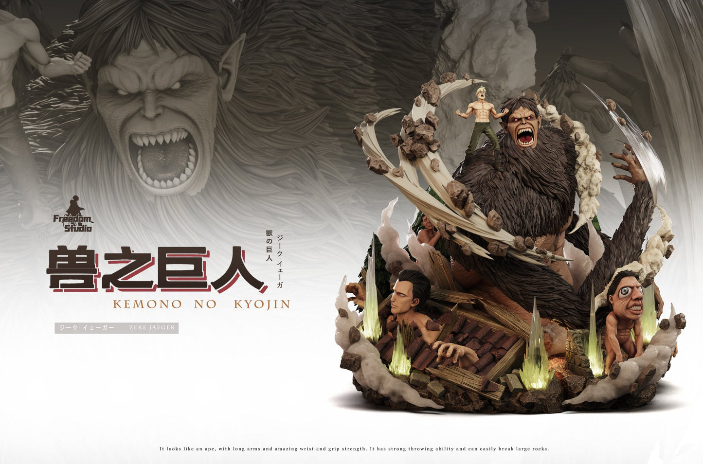 Dark Slate Gray Estatuilla Attack on Titan | Zeke Yeager & Beast Titan | Freedom Studio |TIENDA ANIME | Tico Ofertas