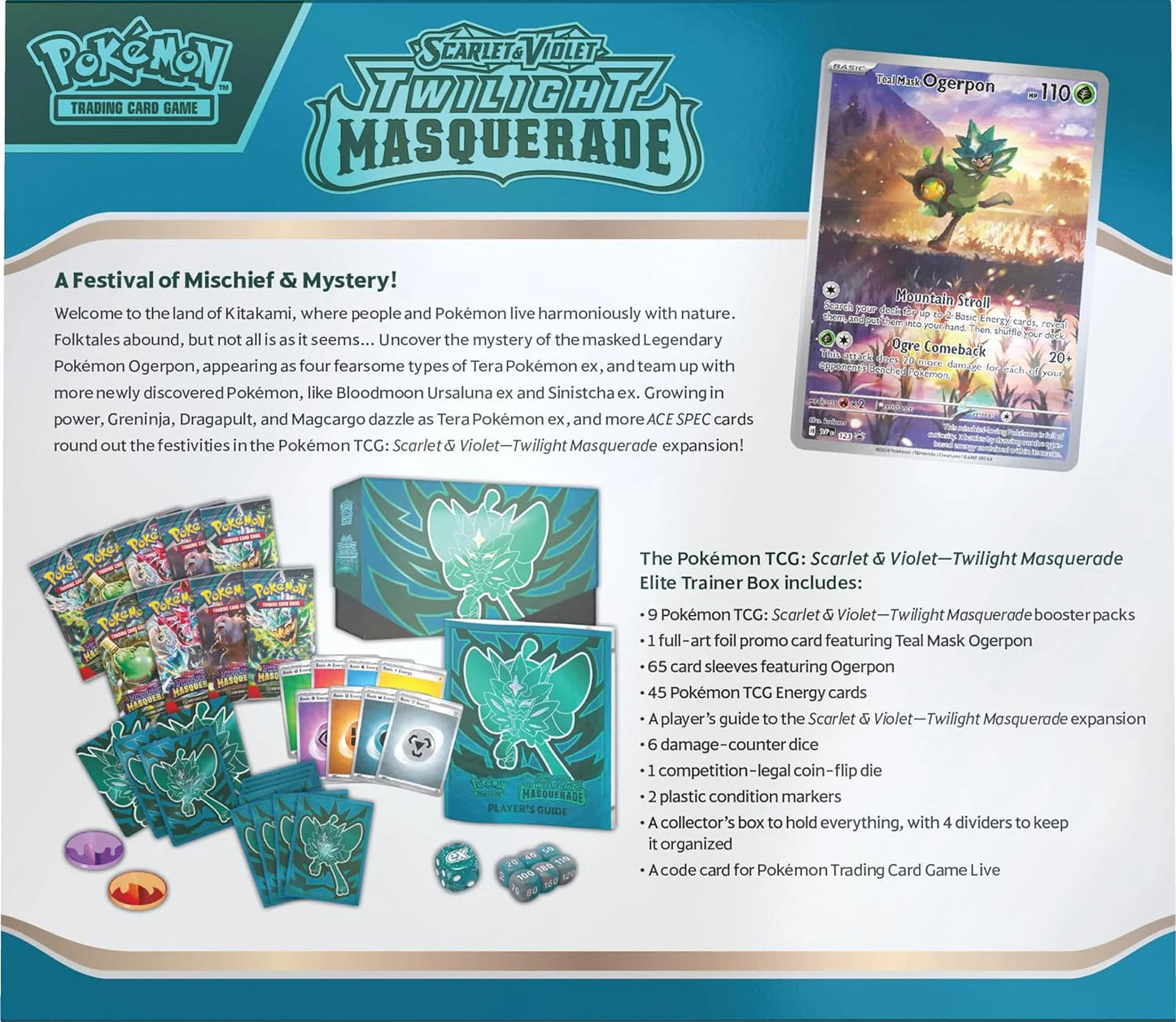 Pokémon TCG | Elite Trainer Box Twilight Masquerade | Teal Mask Ogerpon Edition | Tico Ofertas Costa Rica The Pokémon Company