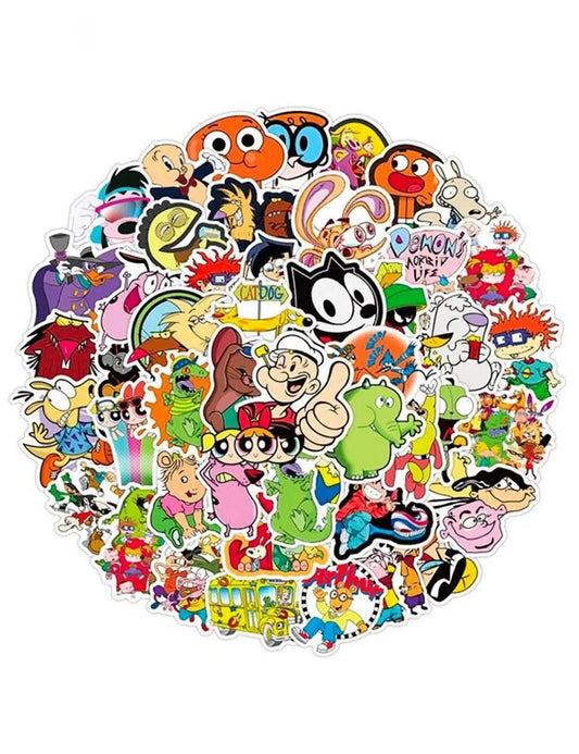 Light Gray 50PCS Mix Classic Cartoon Anime Stickers