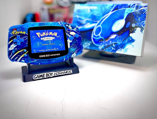 Dark Slate Blue Game Boy Advance edición Kyogre personalizada con pantalla IPS en Costa Rica