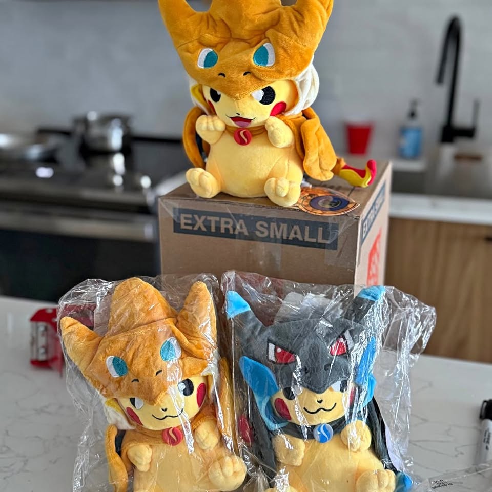 Dim Gray Peluche Pikachu con Poncho Mega Charizard Y | Pokémon Center Plush Costa Rica Tienda Online