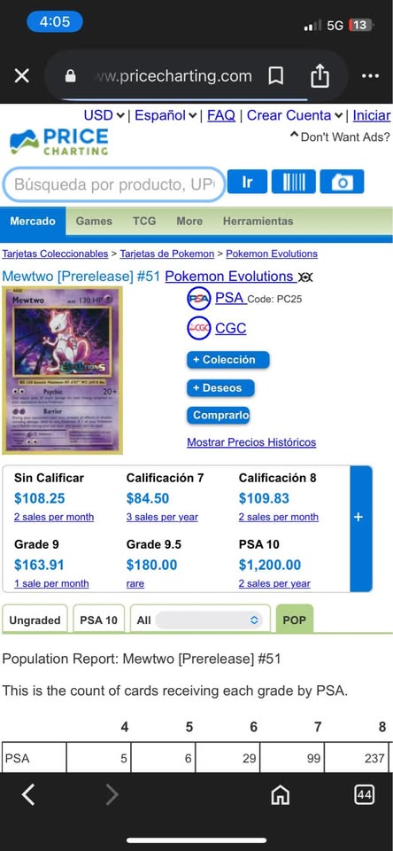 Dark Slate Gray Carta Pokémon Mewtwo Holo Evolutions 51/108 Original – Costa Rica