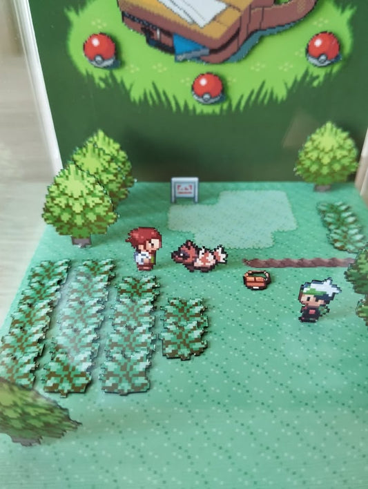 Cadet Blue Cubo Diorama Pokémon Esmeralda – Elección Starter Hoenn en 3D