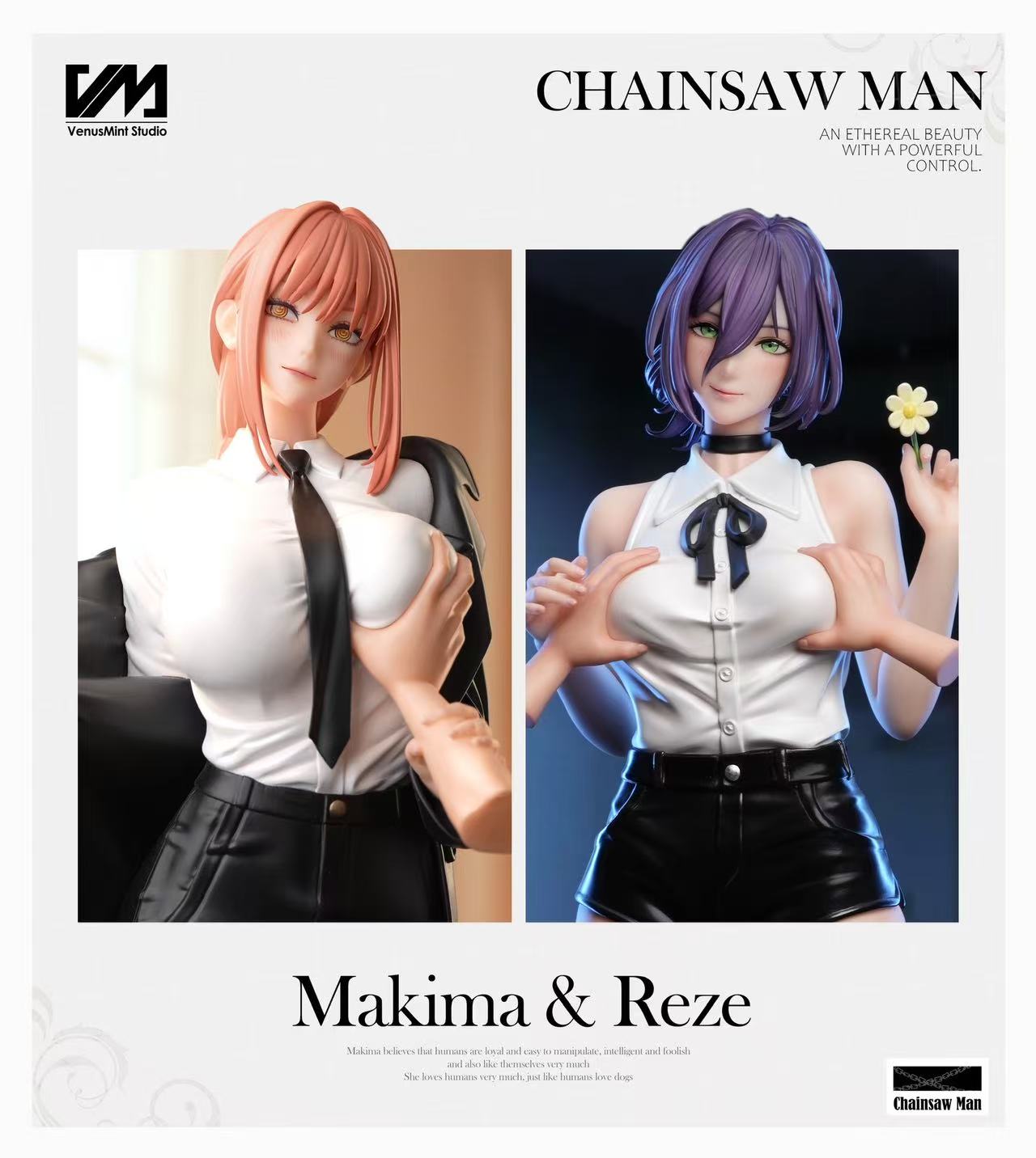 Antique White Estatuilla Makima x Reze 1/4 GK Statue – Venus Mint Studio | Figura Chainsaw Man | Tico Ofertas Tienda Anime Costa Rica