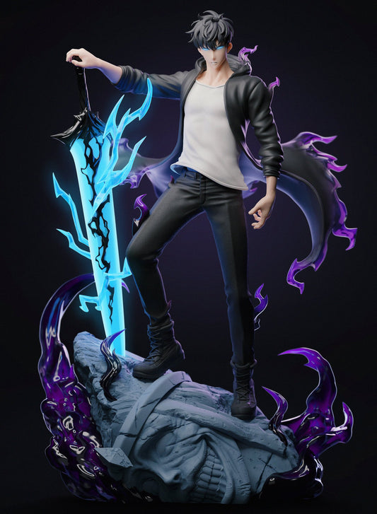 Black Figura Solo Leveling | Sung Jin Woo The Shadow Monarch Awakening | Player 1 Studio | Tico Ofertas