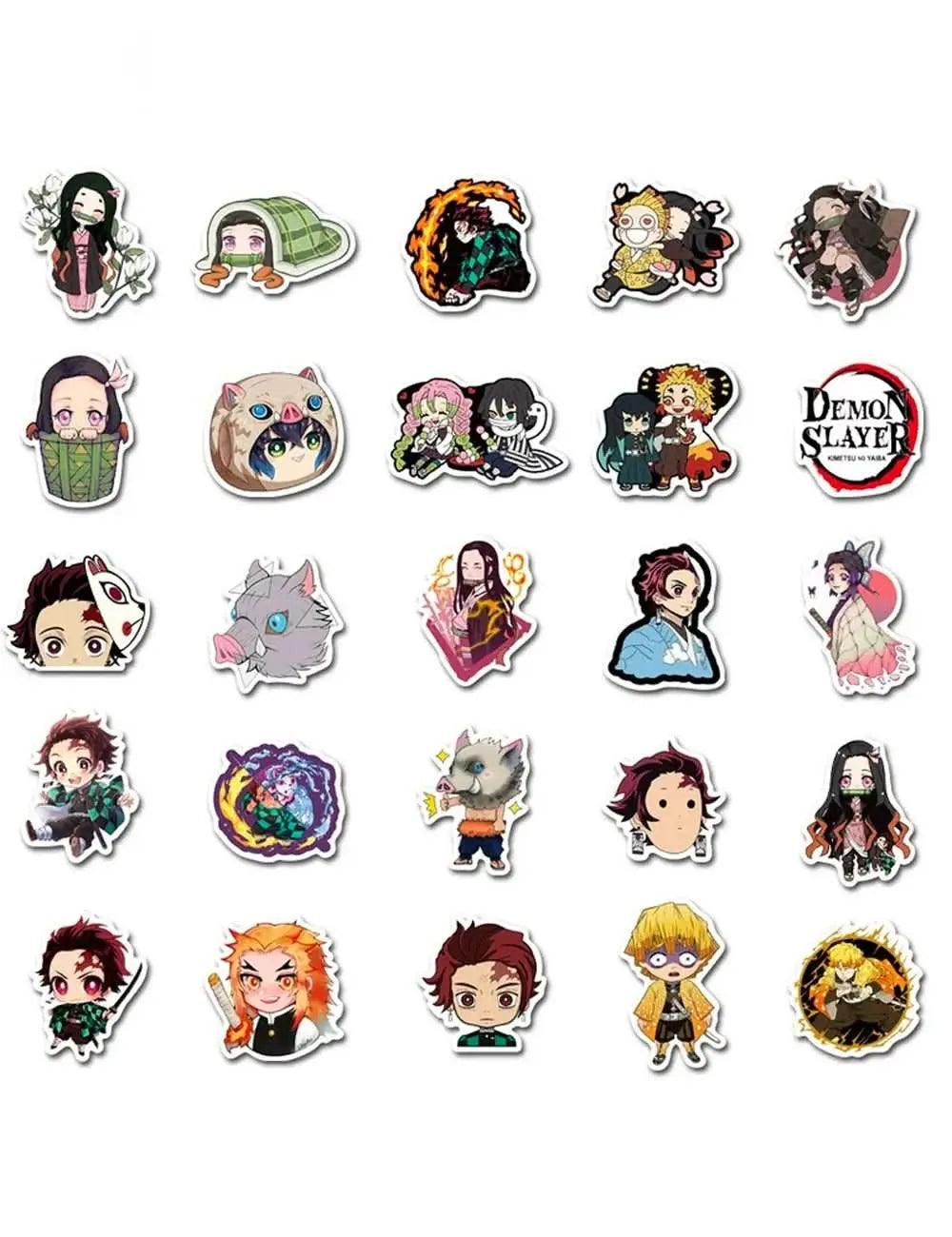 Light Gray Anime demon slayer cosplay stickers