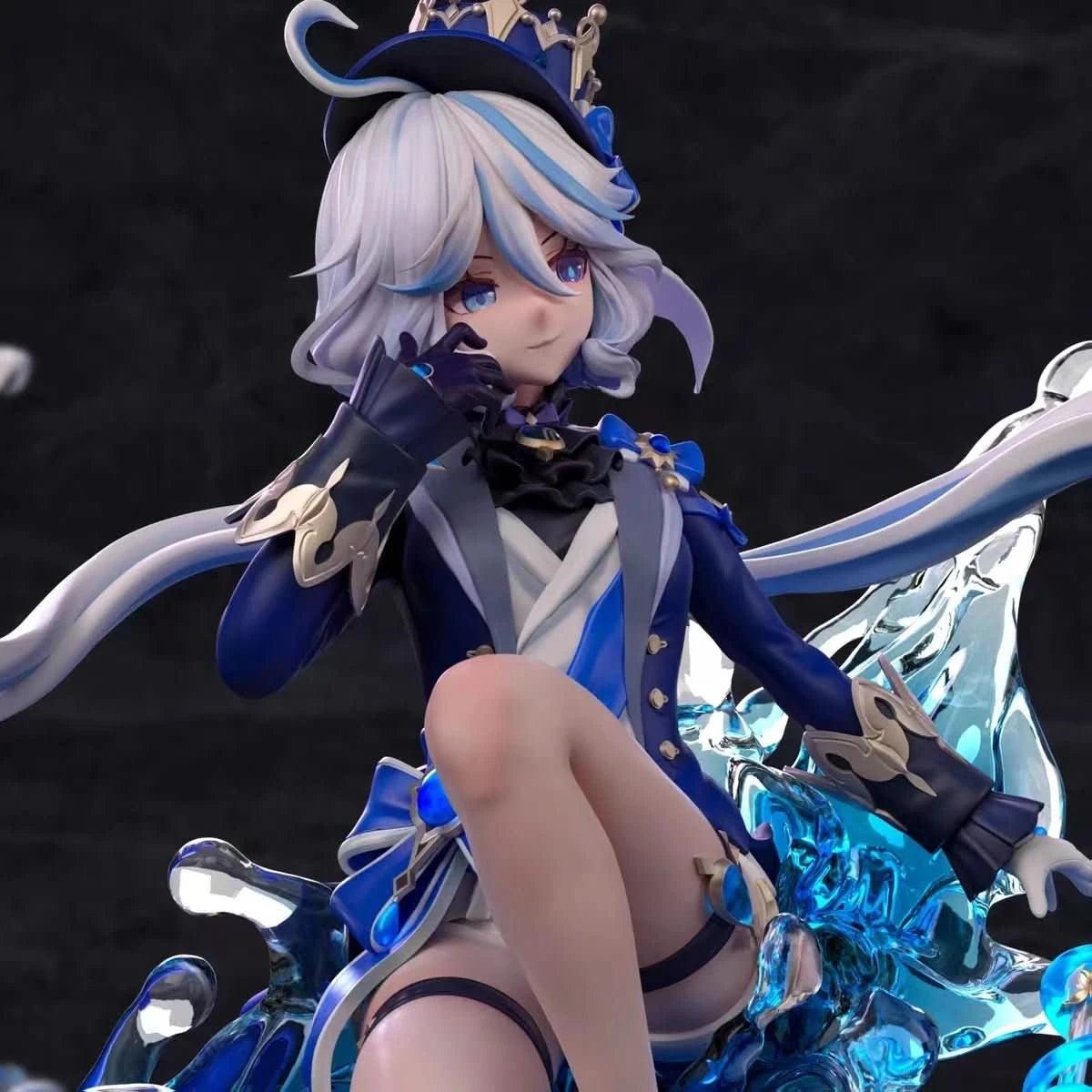 Dark Gray Genshin Impact Action Figurals Furina Game Character Sculpture Anime Statue Figures Cartoon Collectible Model Toy