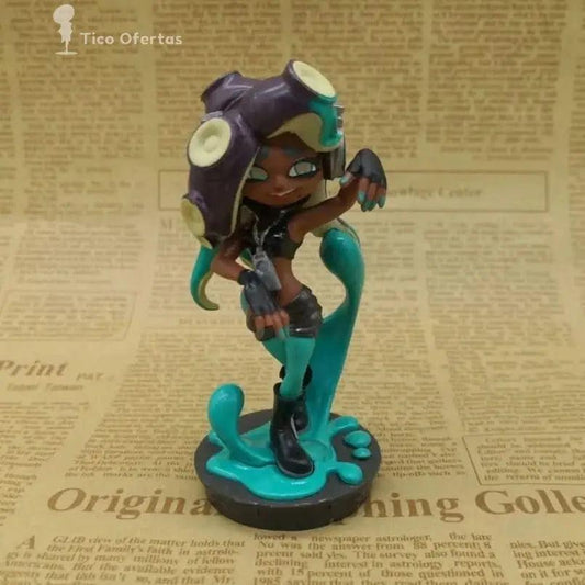 Dark Khaki New 10cm Version Q  Anime Game  Splatoon Squid Niang Amiibo PVC Action Figure Collectible Model Toys Kid Gift