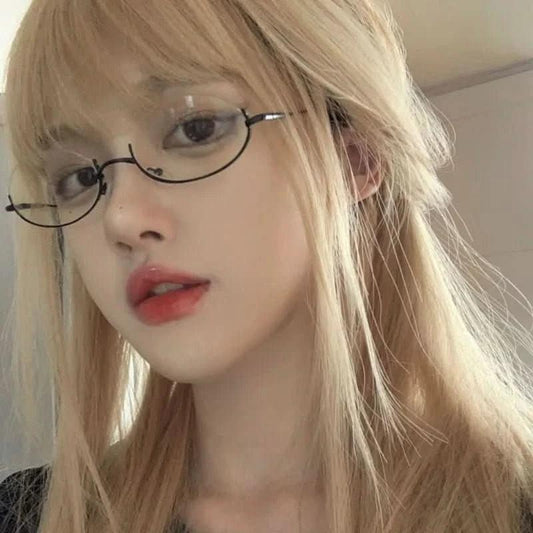 Dim Gray Anime Style Cosplay Lower Half Frame Glasses Royal Elder Sister Lolita Decoration Glasses Hottie Take Photos Props Accessories