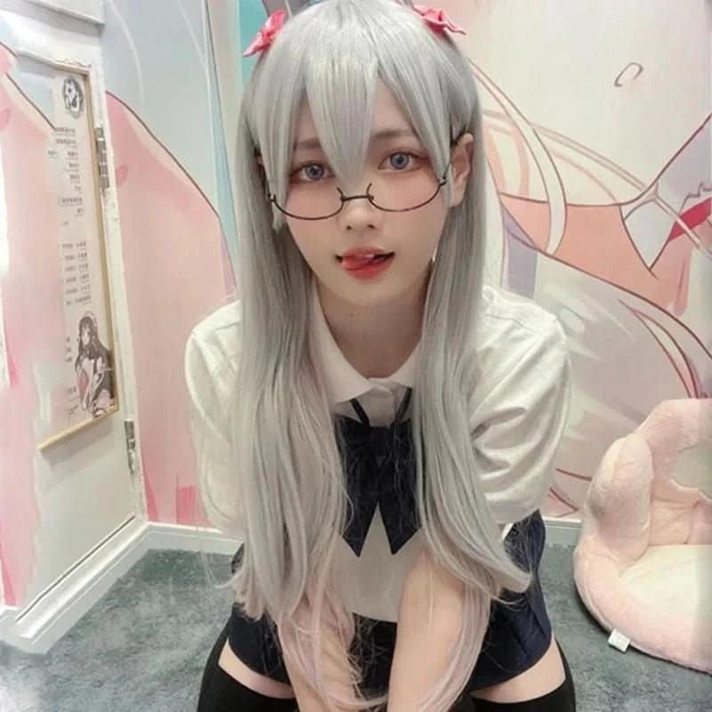 Gray Anime Style Cosplay Lower Half Frame Glasses Royal Elder Sister Lolita Decoration Glasses Hottie Take Photos Props Accessories