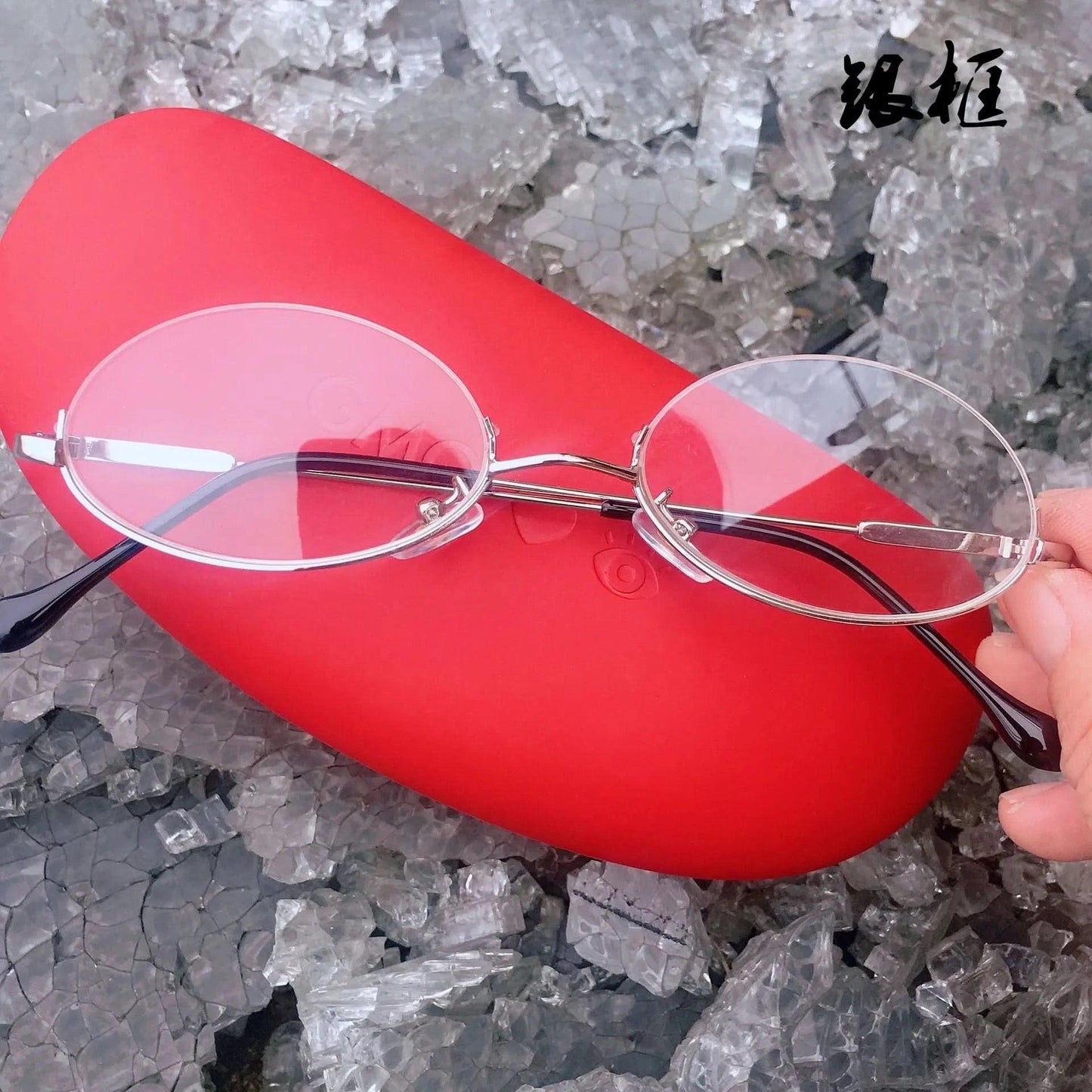 Rosy Brown Anime Style Cosplay Lower Half Frame Glasses Royal Elder Sister Lolita Decoration Glasses Hottie Take Photos Props Accessories