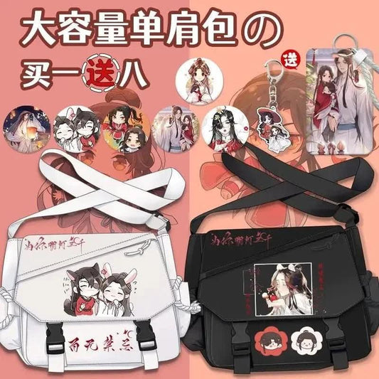 Dark Slate Gray Bolsa de Cómic Anime Tian Guan Ci Fu - Cosplay de Hua Cheng y Xie Lian | Bolso Anime Costa Rica, Bolsa de Nylon de Alta Capacidad, Mensajero para Estudiantes, Regalo