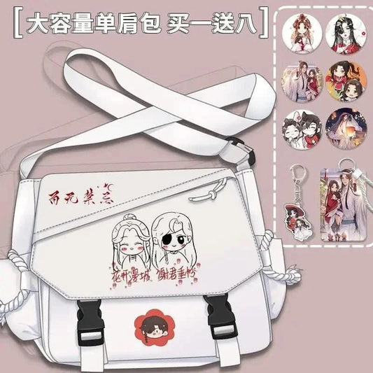Light Gray Bolsa de Cómic Anime Tian Guan Ci Fu - Cosplay de Hua Cheng y Xie Lian | Bolso Anime Costa Rica, Bolsa de Nylon de Alta Capacidad, Mensajero para Estudiantes, Regalo