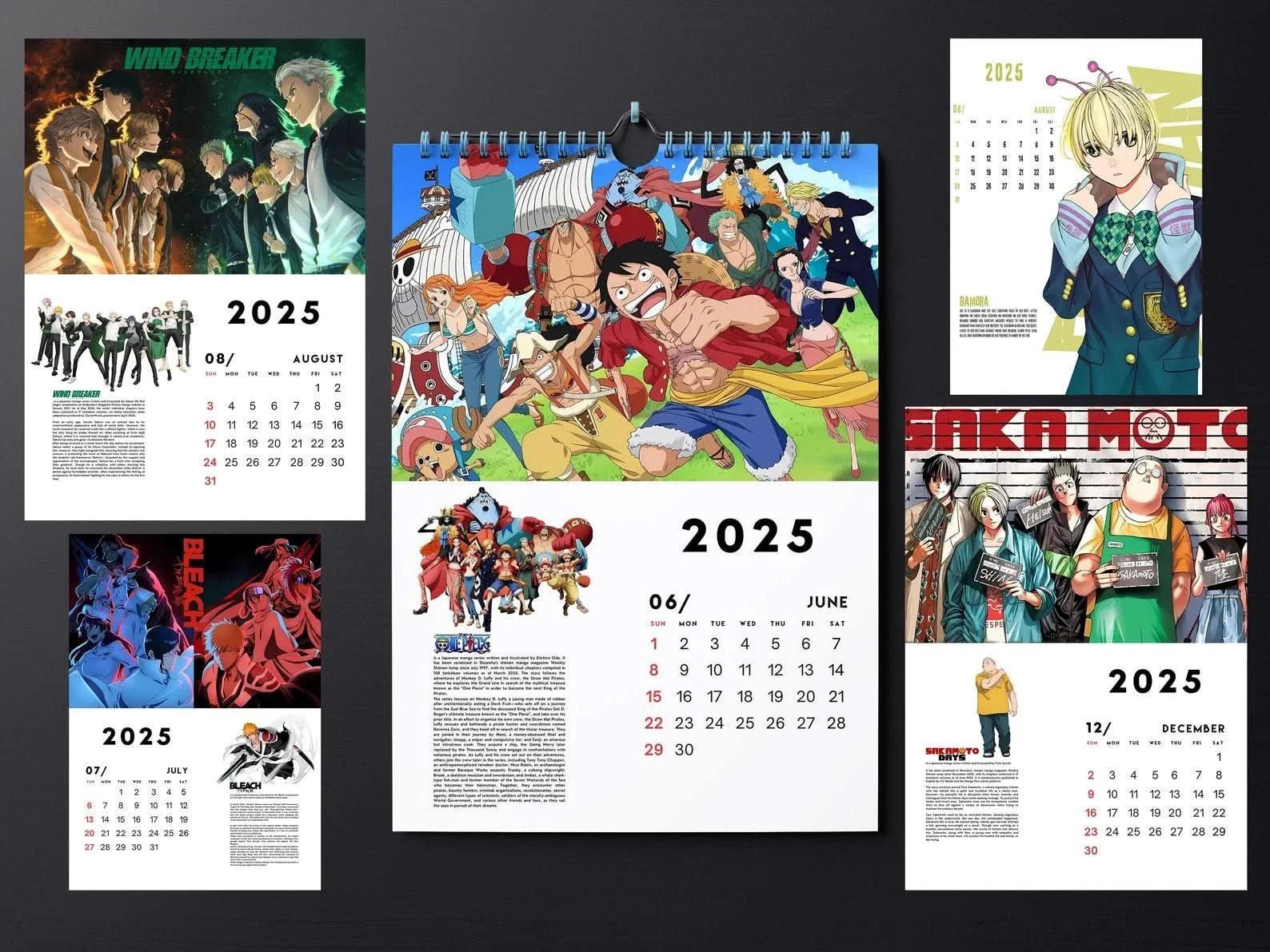 Light Gray Calendario Anime Hits 2025 – Plantillas Editables y Listas PDF para Imprimir| Tico ofertas