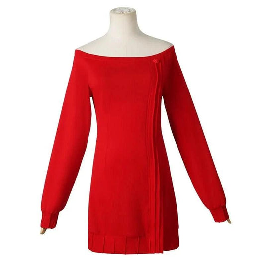 Firebrick Cosplay Anime FAMILY - Yor Forger / Yor Briar Mini Dress Rojo de Lana | Tienda Anime Costa Rica - Tico Ofertas