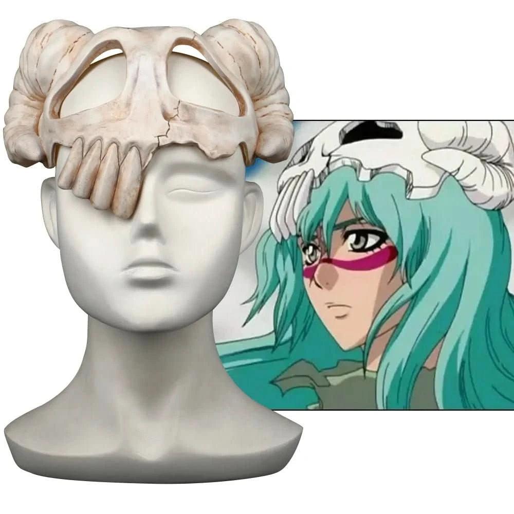 Gray Máscara de Anime Bleach - Neliel, Casco de Cuernos de Cabra, Guerra Milenaria | Figuras Anime Costa Rica, Accesorios de Halloween, Prop de Calavera