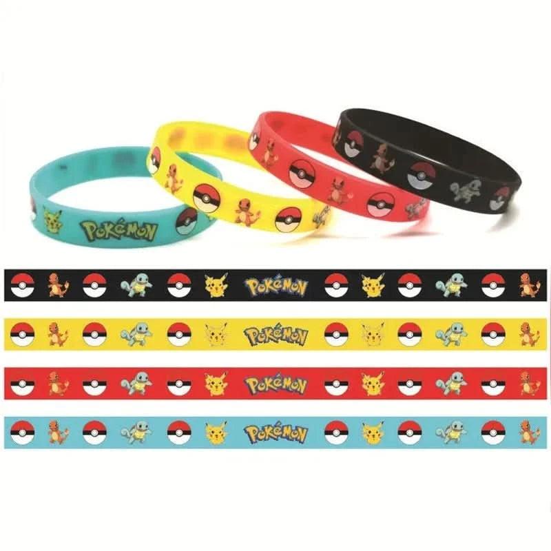 Dark Slate Gray Pack de 12 Pulseras Pokémon - Pikachu y Charmander | Figuras Anime Costa Rica, Figuras de Acción en Anime, Pulseras de Silicona para Niños, Fiesta y Cosplay