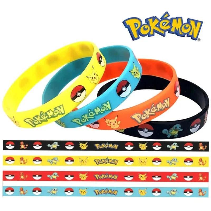 Dark Slate Gray Pack de 12 Pulseras Pokémon - Pikachu y Charmander | Figuras Anime Costa Rica, Figuras de Acción en Anime, Pulseras de Silicona para Niños, Fiesta y Cosplay