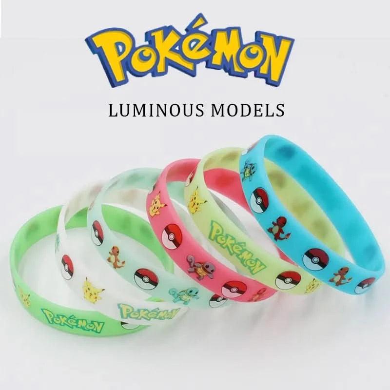 Light Gray Pack de 12 Pulseras Pokémon - Pikachu y Charmander | Figuras Anime Costa Rica, Figuras de Acción en Anime, Pulseras de Silicona para Niños, Fiesta y Cosplay