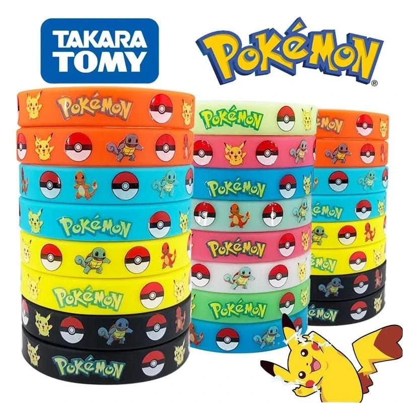 Dark Cyan Pack de 12 Pulseras Pokémon - Pikachu y Charmander | Figuras Anime Costa Rica, Figuras de Acción en Anime, Pulseras de Silicona para Niños, Fiesta y Cosplay