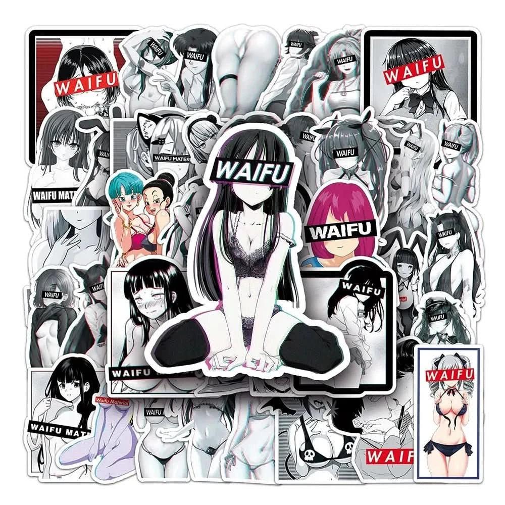 Light Gray Pack de Stickers Waifu Sexy Anime Girl - 10/30/50 Piezas | Figuras Anime Costa Rica, Decals Adultos para Laptop, Teléfono, Equipaje y Más, Regalo de Graffiti