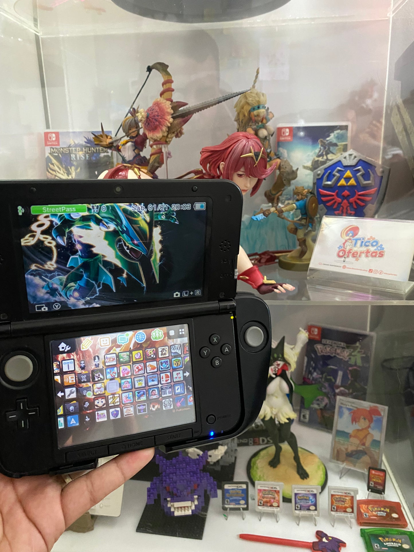 Dark Gray Nintendo 3DS XL Modificada + Control Pro – Lista para Jugar (GBA, NDS, 3DS y más