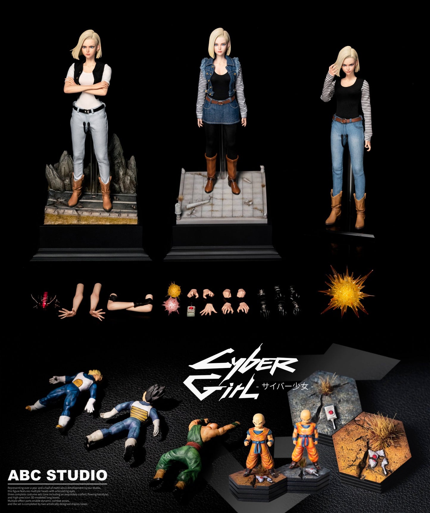 Rosy Brown Estatuilla Dragon Ball | Android 18 – Cyber Girl Ver. | ABC Studio | Tico Ofertas