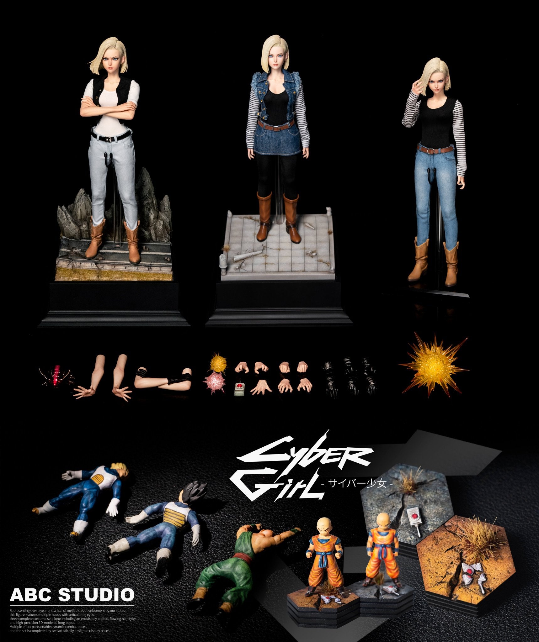 Rosy Brown Estatuilla Dragon Ball | Android 18 – Cyber Girl Ver. | ABC Studio | Tico Ofertas