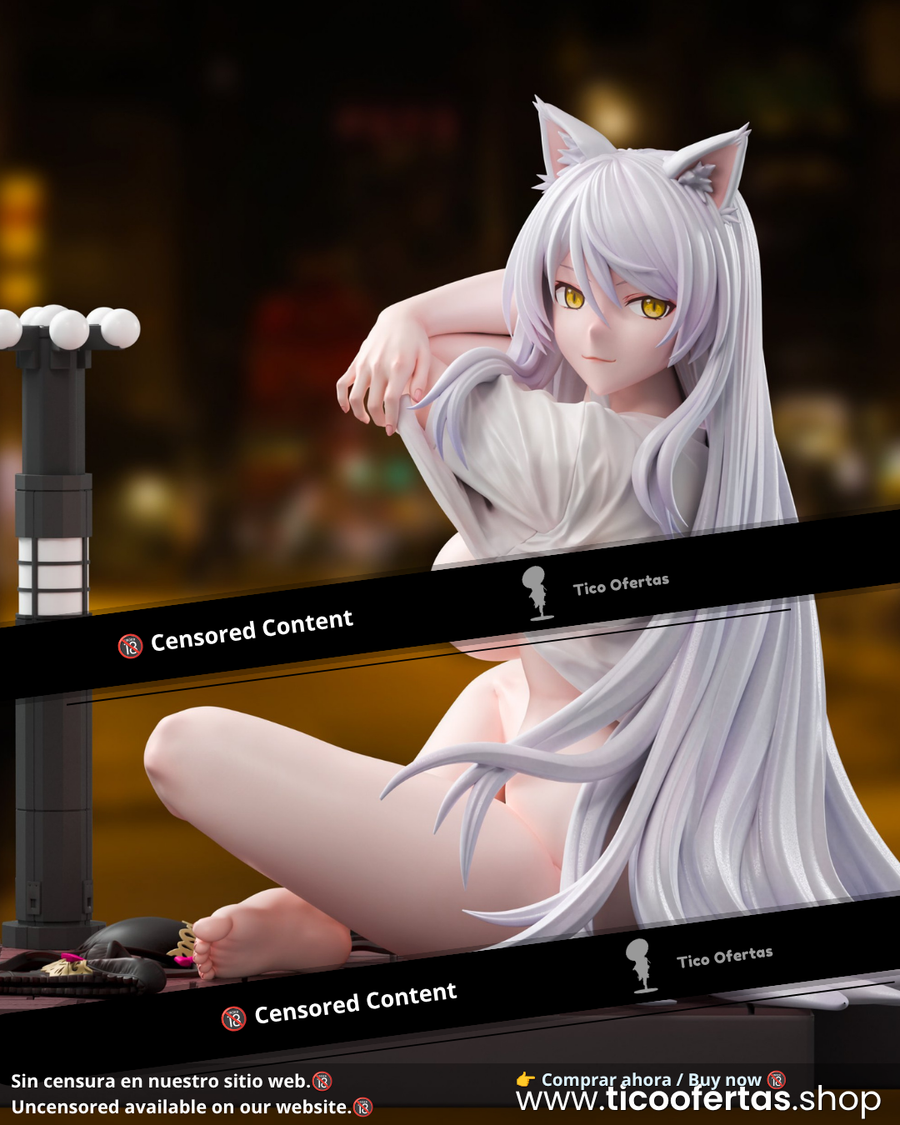 Estatuilla Chainsmoker Cat X Bakemonogatari | Yaniko Satou X Black Hanekawa | Hero Goblin Studio | Tienda Anime | Tico Ofertas