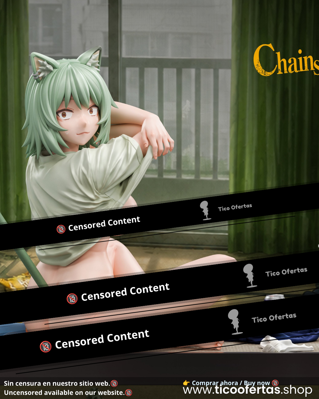 Estatuilla Chainsmoker Cat X Bakemonogatari | Yaniko Satou X Black Hanekawa | Hero Goblin Studio | Tienda Anime | Tico Ofertas
