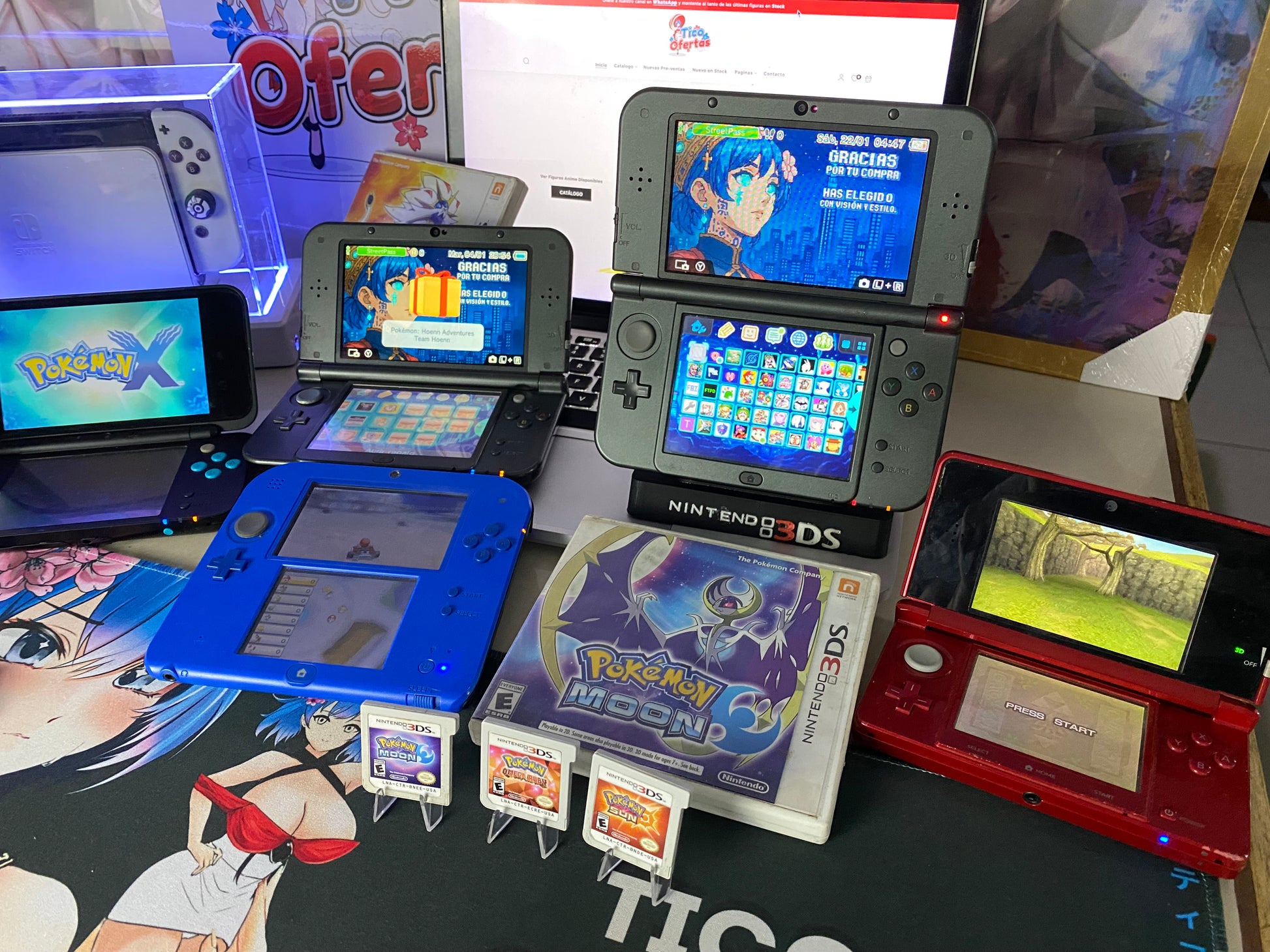 Dark Slate Gray Nintendo 3DS / New 3DS XL / 2DS – Consolas Retro con Hack + Juegos Incluidos