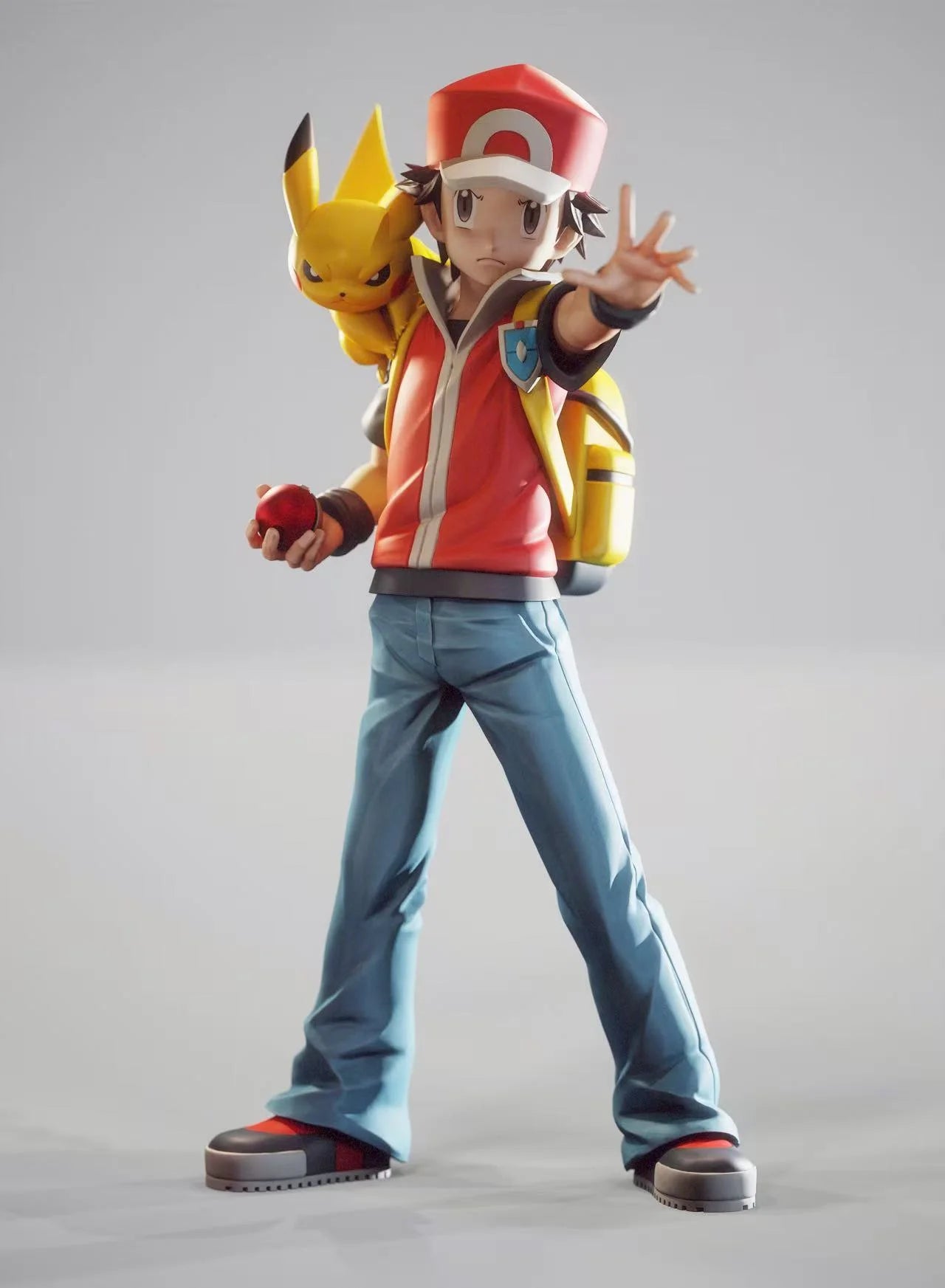 Gray Estatuilla Pokémon | Red & Pikachu | Wan Zhi Wu Studio | Tienda Anime | Tico Ofertas