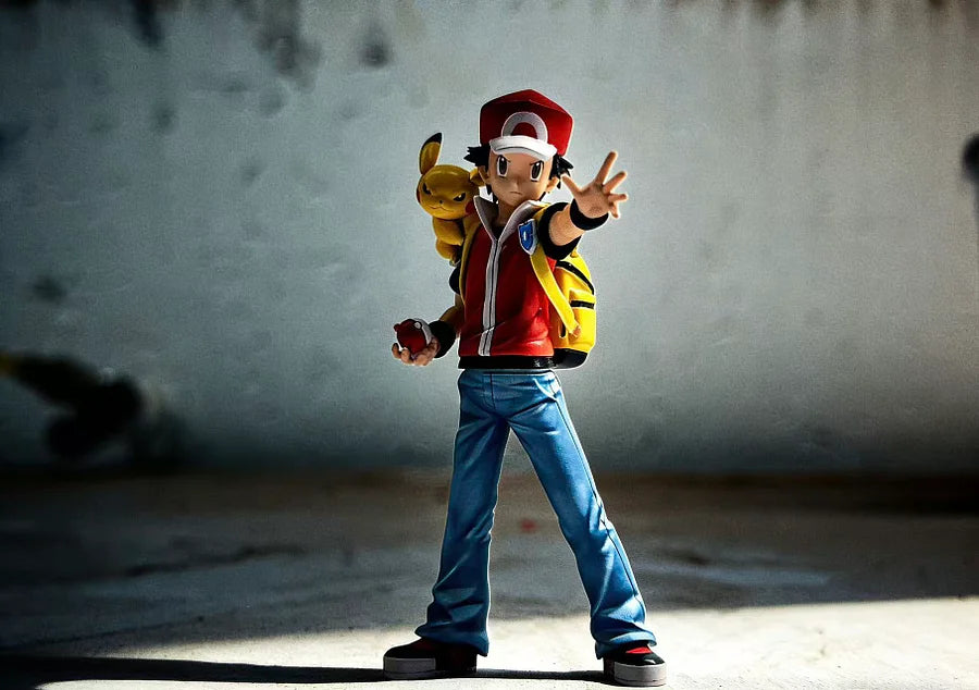 Dark Gray Estatuilla Pokémon | Red & Pikachu | Wan Zhi Wu Studio | Tienda Anime | Tico Ofertas