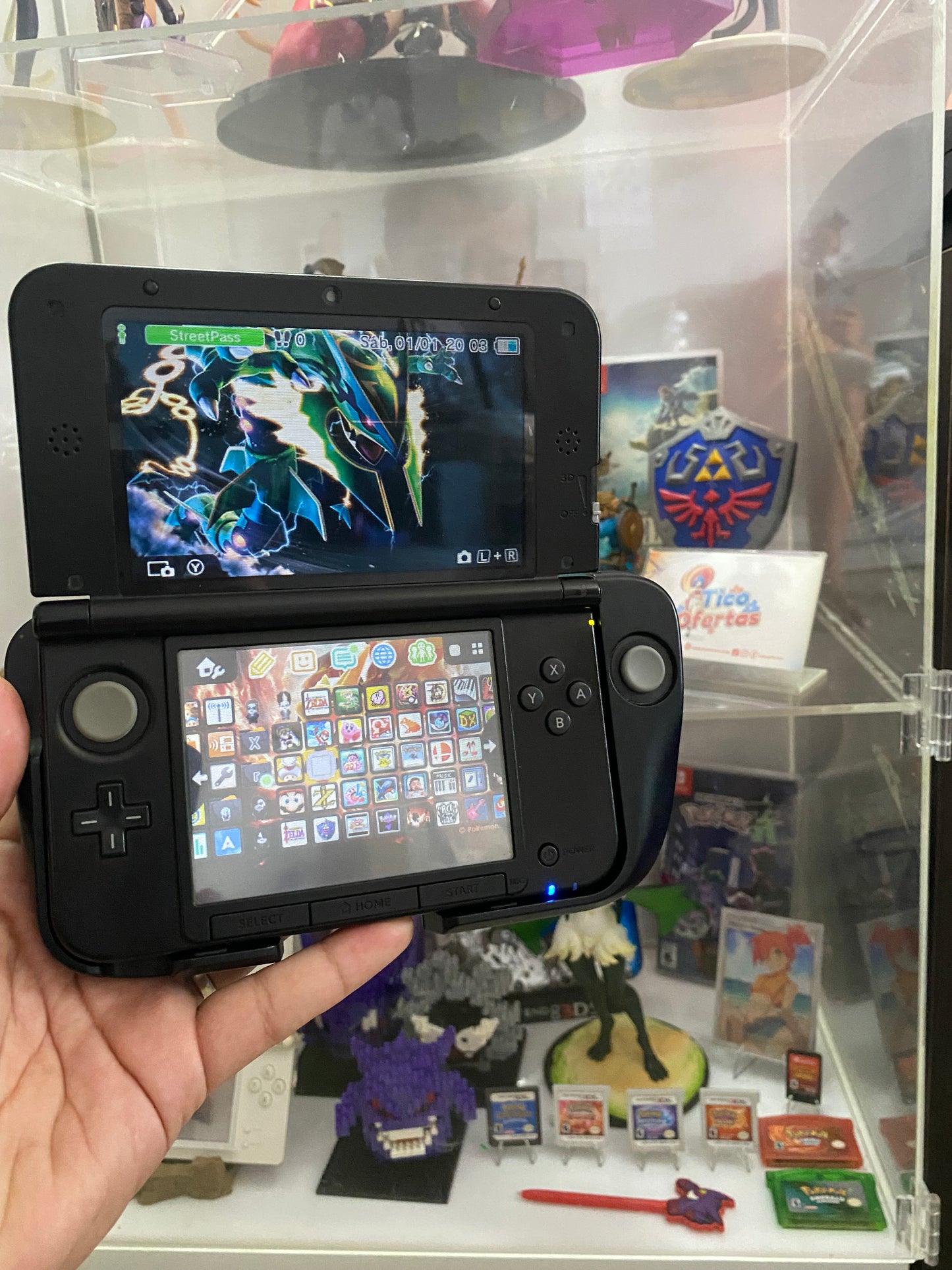 Dark Gray Nintendo 3DS XL Modificada + Control Pro – Lista para Jugar (GBA, NDS, 3DS y más