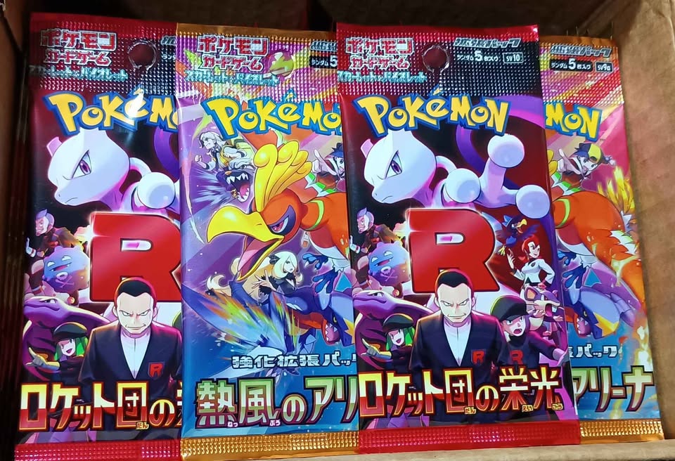 Dark Slate Gray Sobres Pokémon Japoneses Originales – Team Rocket’s Glory y Arena del Viento (Costa Rica)