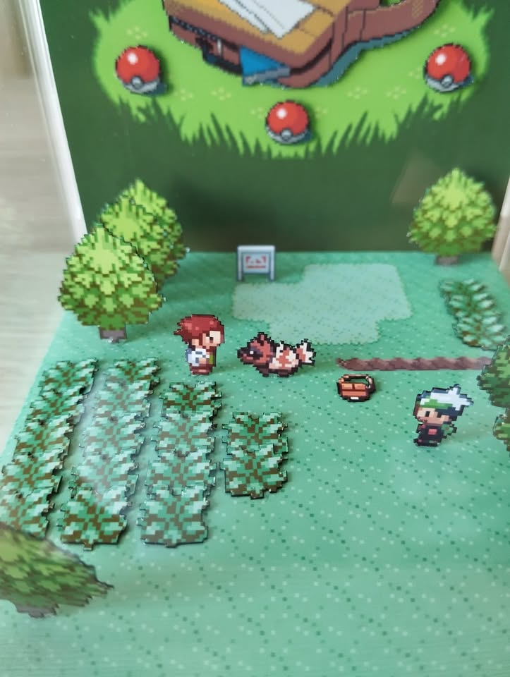 Cadet Blue Cubo Diorama Pokémon Esmeralda – Elección Starter Hoenn en 3D