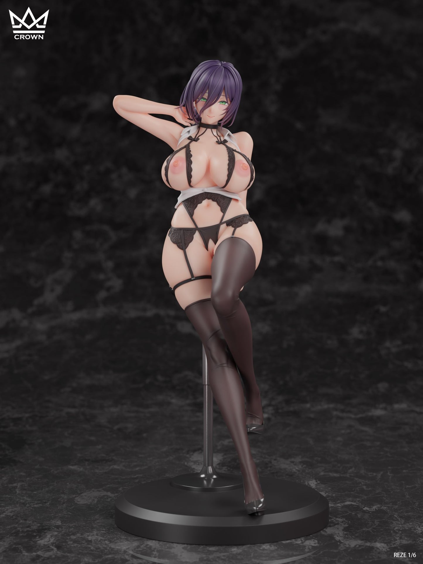 Black Estatuilla Chainsaw Man | Reze (BOOM Ver.) | CROWN Studio | Escala 1/6 | Tico Ofertas