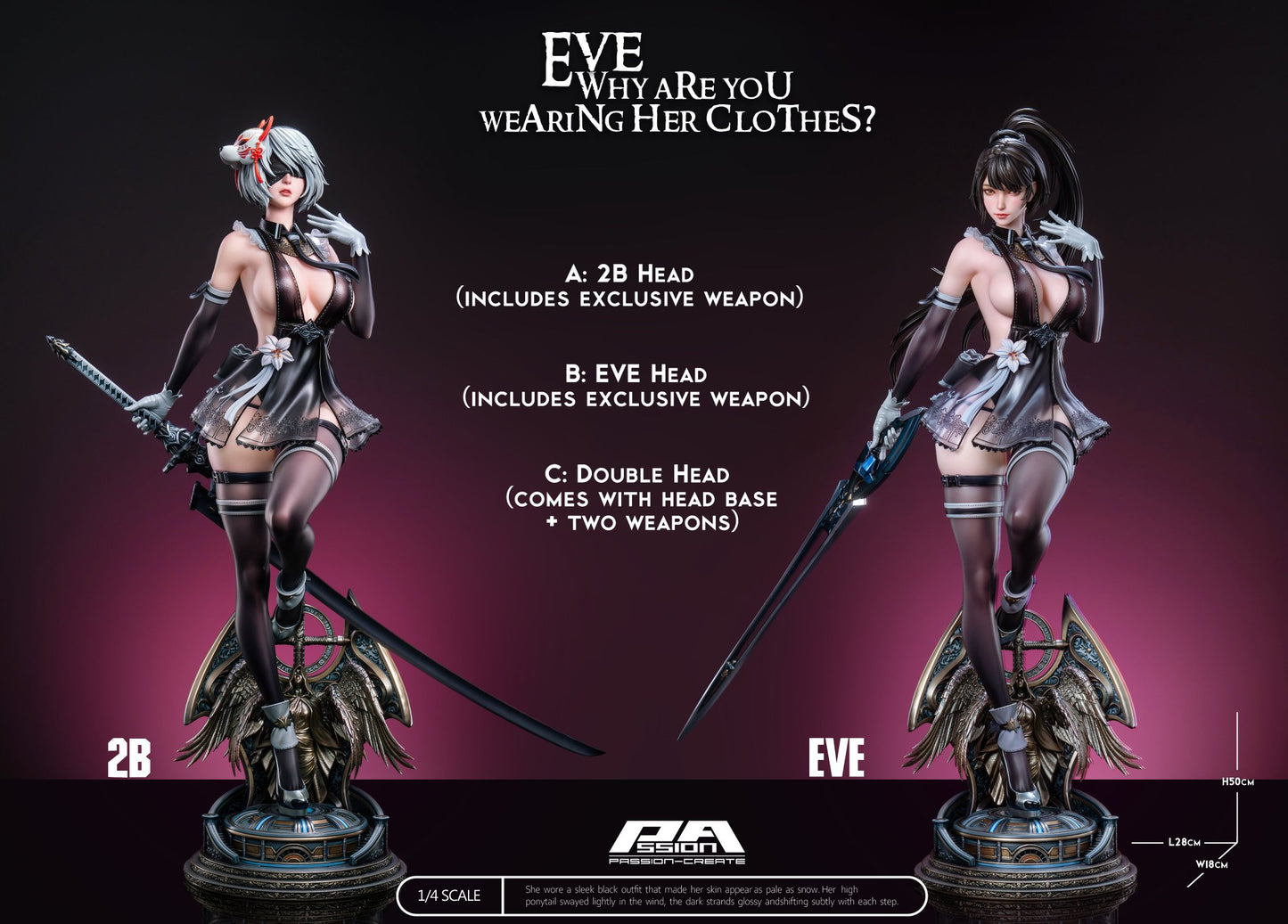 Black Estatuilla Stellar Blade | Eve Cosplay 2B |Tienda Anime | Tico Ofertas