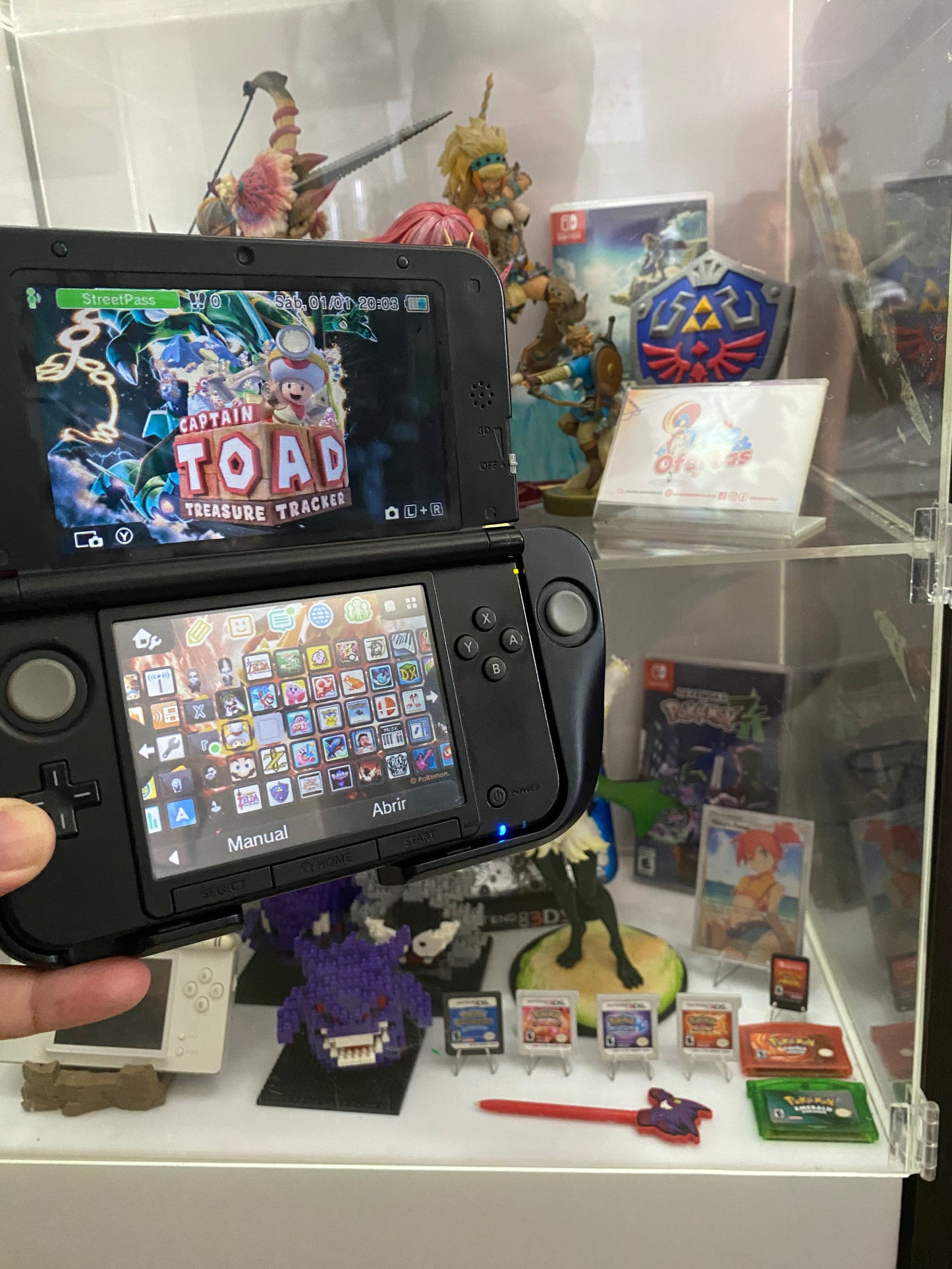 Dark Gray Nintendo 3DS XL Modificada + Control Pro – Lista para Jugar (GBA, NDS, 3DS y más