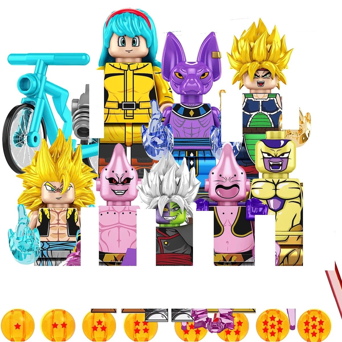 8pcs/set Dargon Ball Z Vegta Frieza Son Goku Gohan Super Saiyan Anime Blocks Figure WM6177 WM6178 - Tico Ofertas