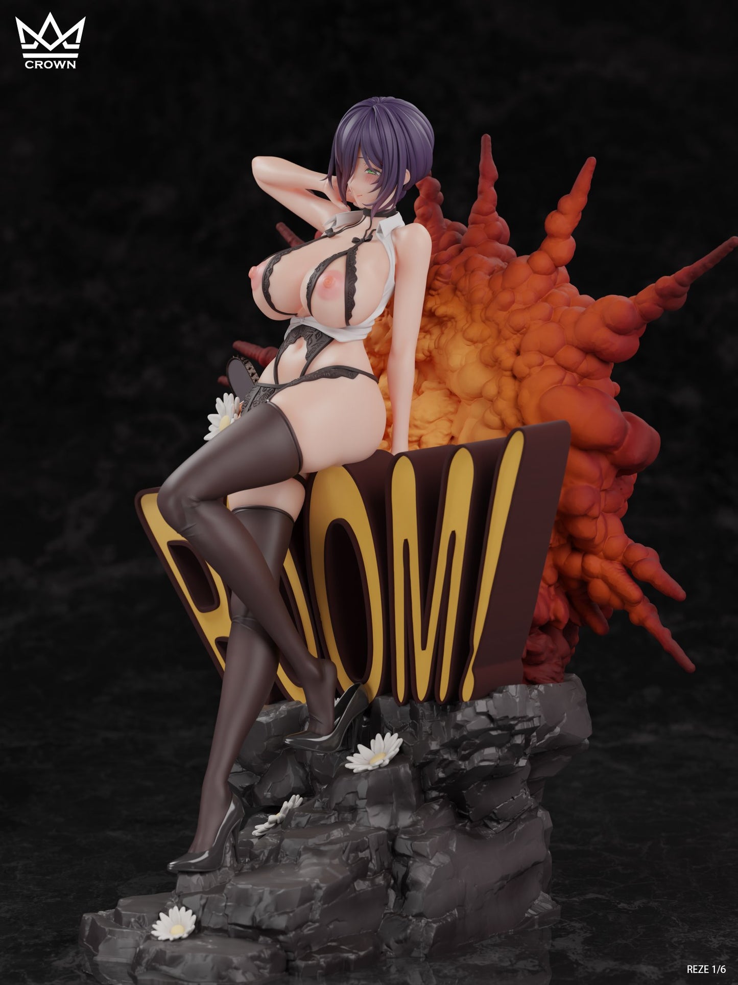 Black Estatuilla Chainsaw Man | Reze (BOOM Ver.) | CROWN Studio | Escala 1/6 | Tico Ofertas