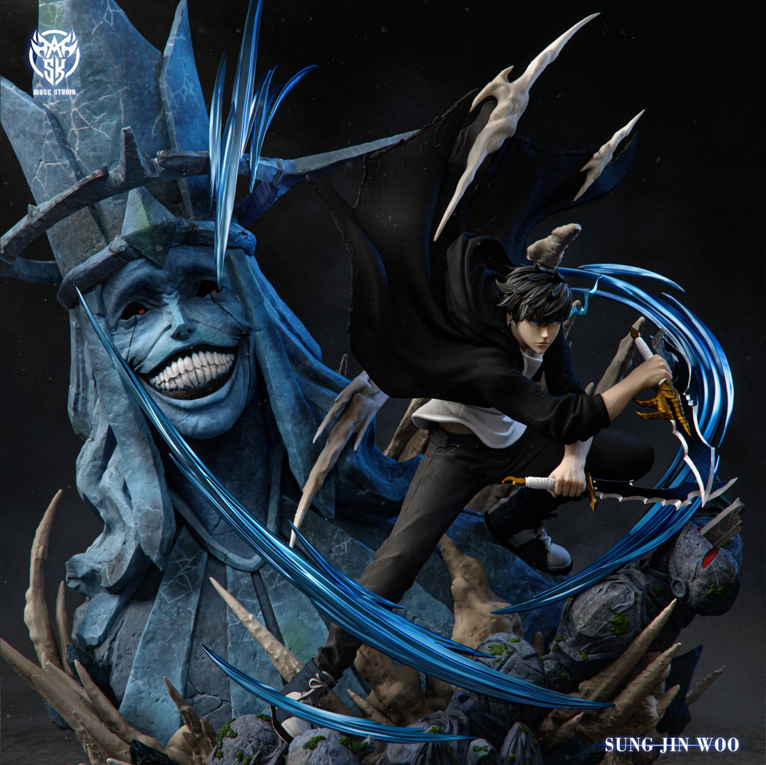 Figura  Solo Leveling | Sung Jin Woo VS Statue of God | Mask Studio | Edición Épica | Tico Ofertas