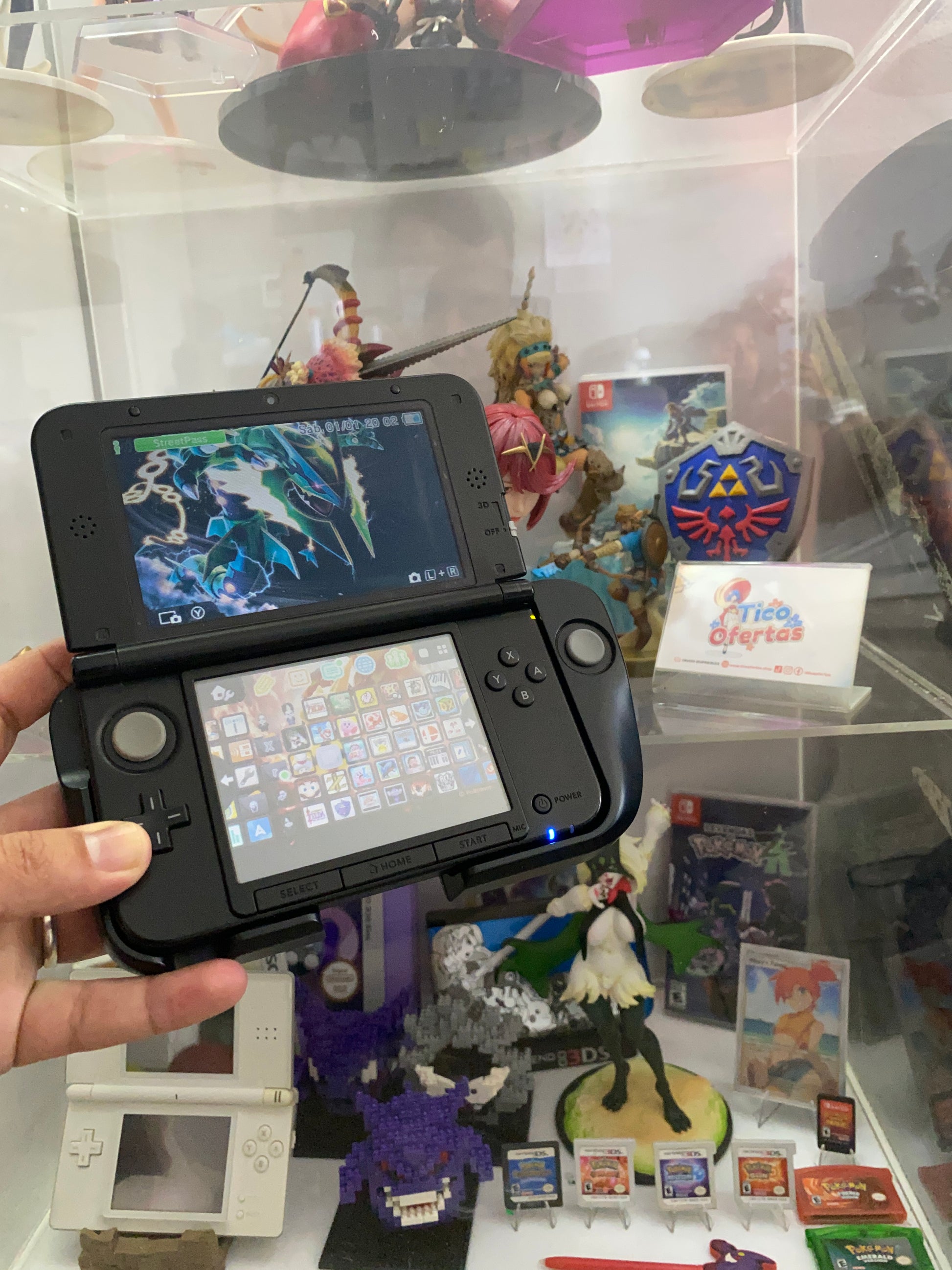 Dark Gray Nintendo 3DS XL Modificada + Control Pro – Lista para Jugar (GBA, NDS, 3DS y más