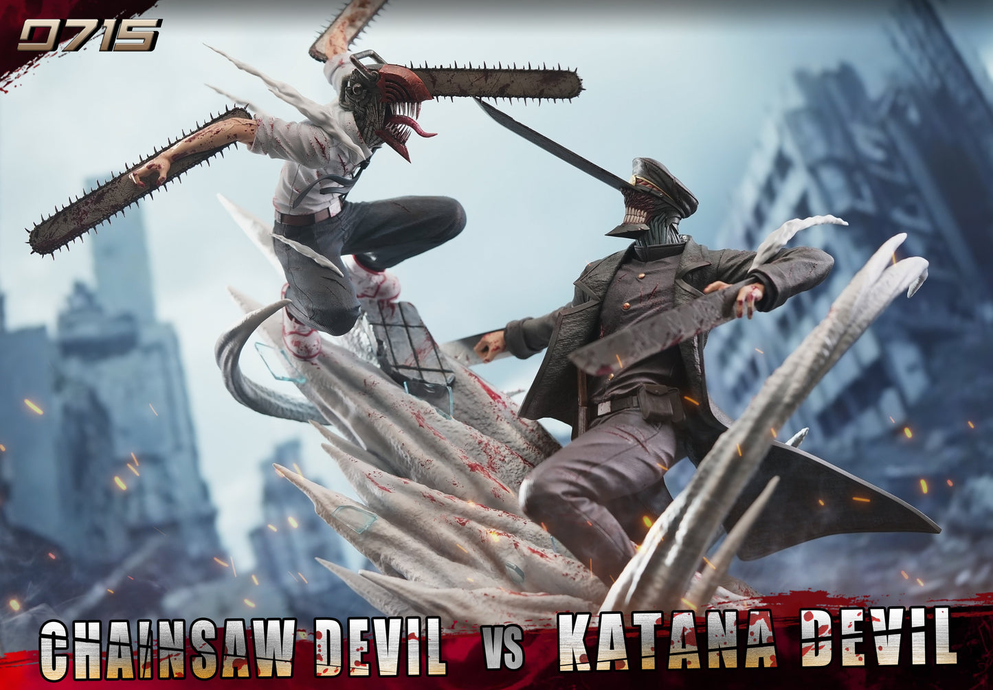 Dark Slate Gray Estatuilla Chainsaw Man | Denji vs. Devil of the Knife | 0715 Studio | Tico Ofertas