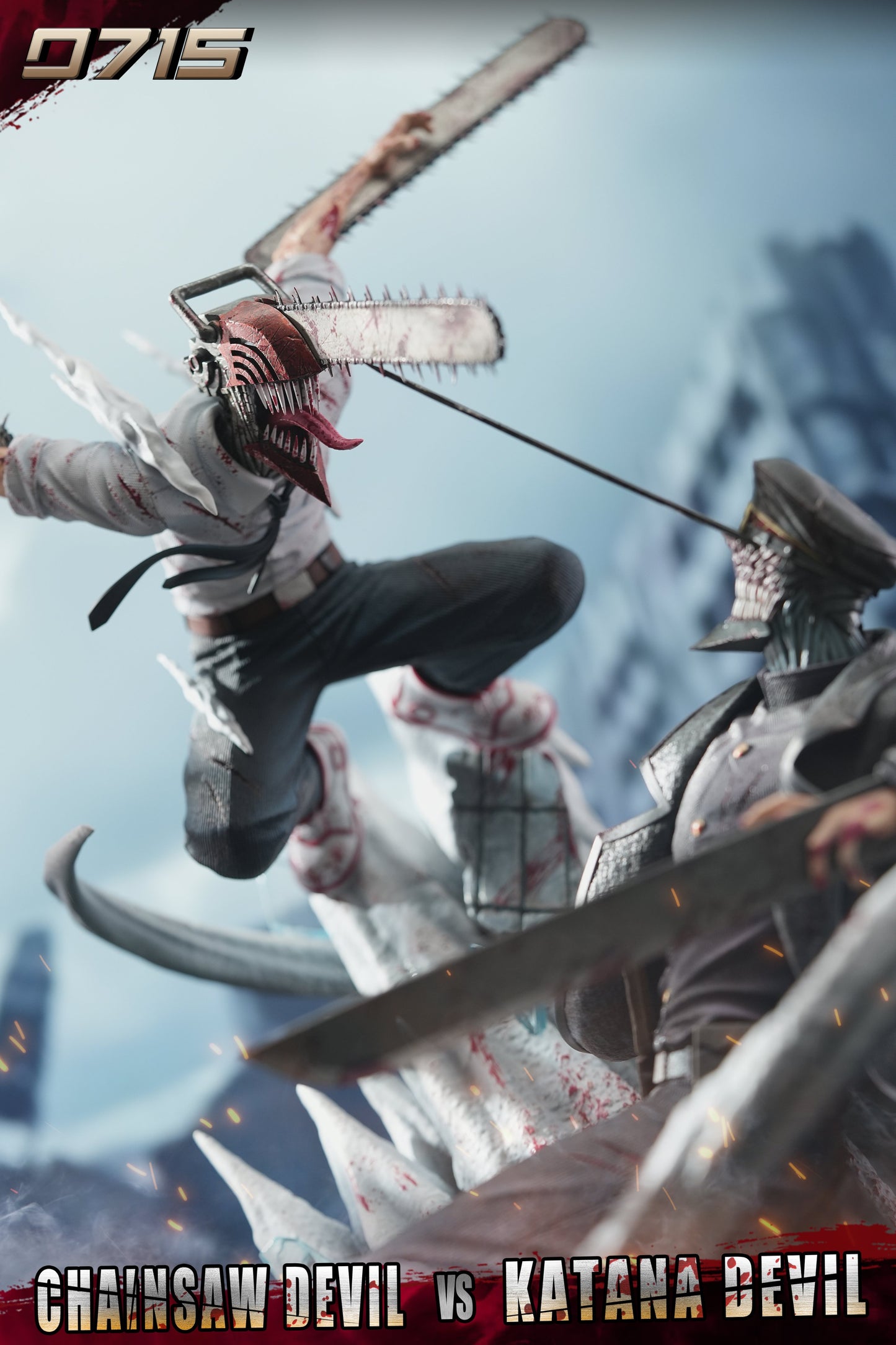 Gray Estatuilla Chainsaw Man | Denji vs. Devil of the Knife | 0715 Studio | Tico Ofertas