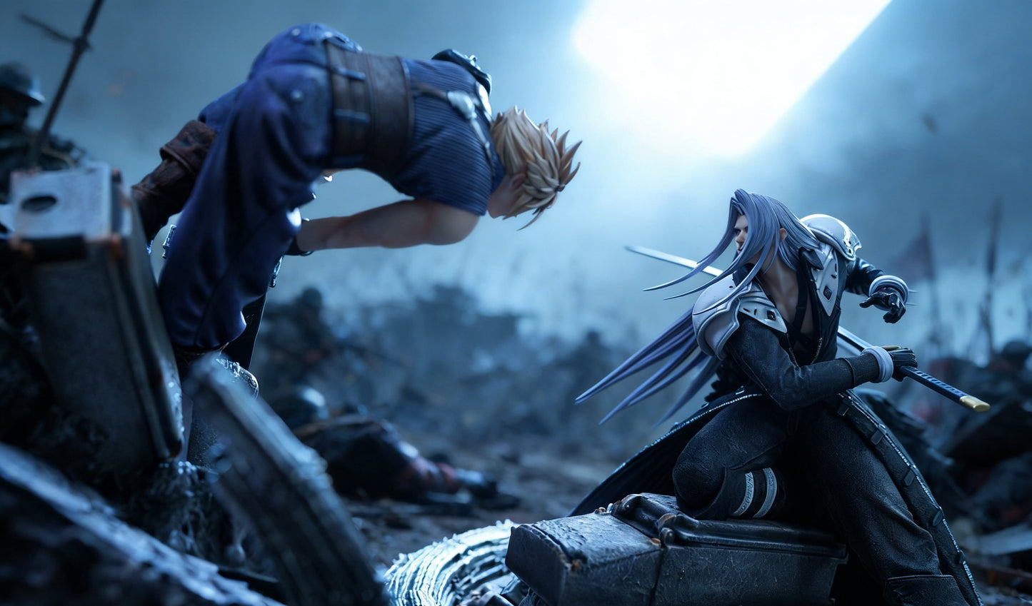 Black Estatuilla Final Fantasy | Cloud Strife & Sephiroth | Tienda Anime | Tico Ofertas