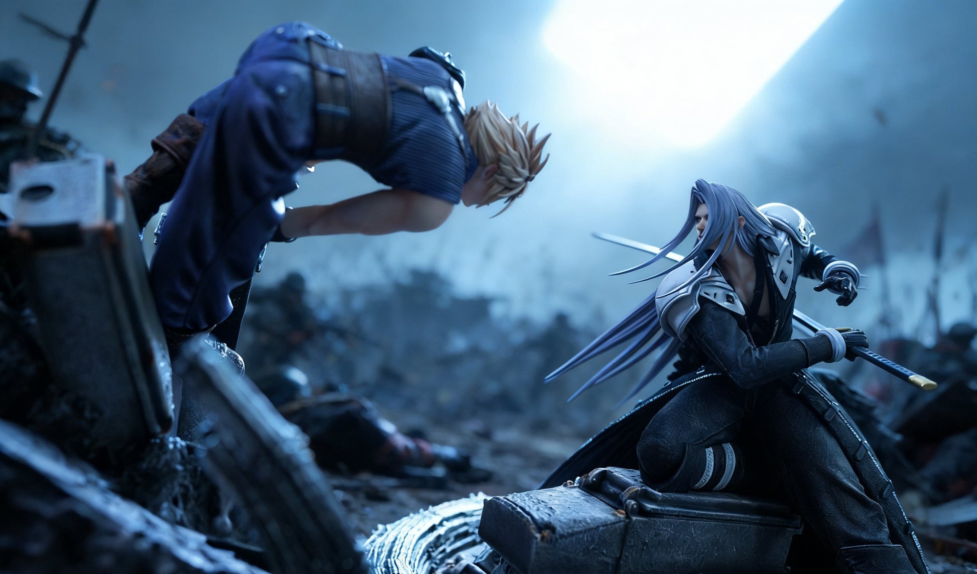 Black Estatuilla Final Fantasy | Cloud Strife & Sephiroth | Tienda Anime | Tico Ofertas